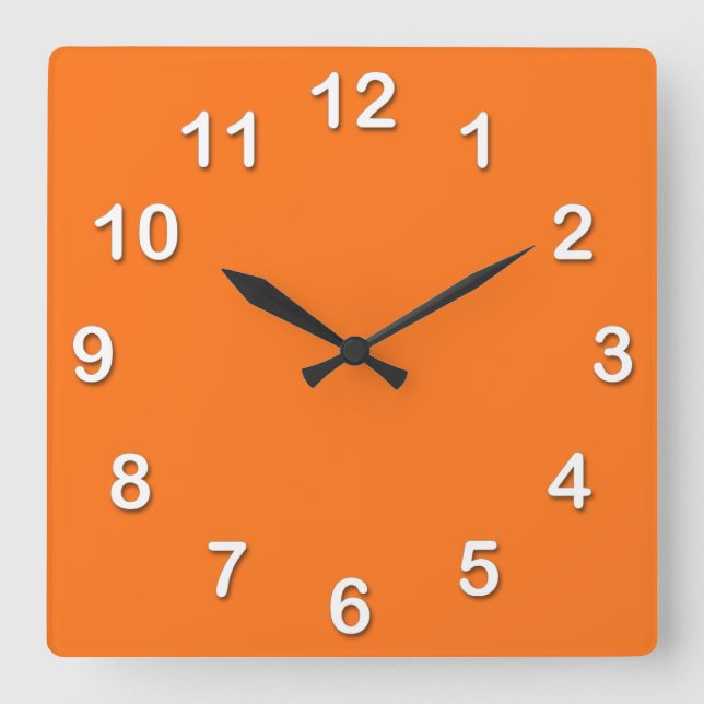 Solid Colour: Pumpkin Orange Square Wall Clock (Front)