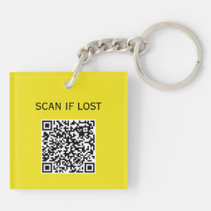 Solid Colour QR code Scan if lost Neon Canar Yello Key Ring