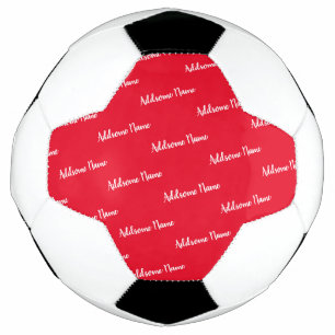 Solid Colour Red Modern Basic Monogrammed Soccer Ball