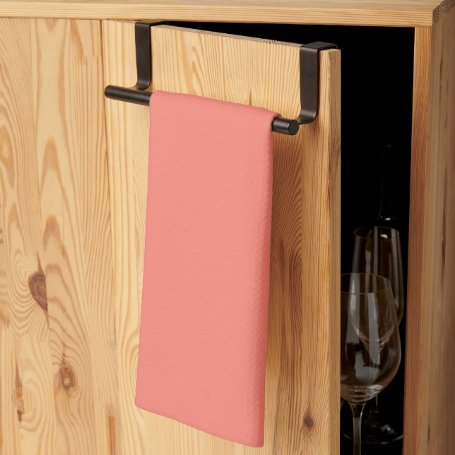 Solid colour salmon coral tea towel (Thirds Fold)
