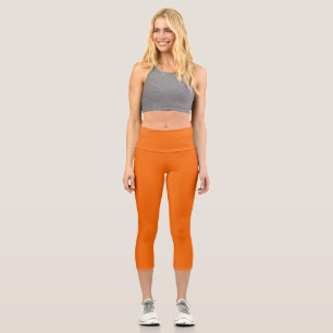 Solid colour tiger orange capri leggings