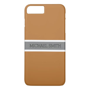 Solid Copper Modern Grey Ribbon Elegant Name Case-Mate iPhone Case