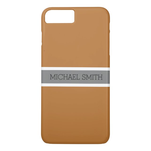 Solid Copper Modern Grey Ribbon Elegant Name Case-Mate iPhone Case (Back)