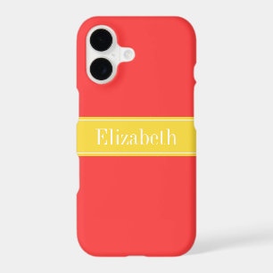 Solid Coral Red, Pineapple Ribbon Name Monogram