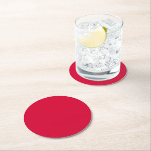Solid crimson glory red round paper coaster