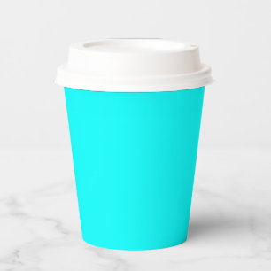 Solid Cyan 8oz Paper Cup with Lid for Events