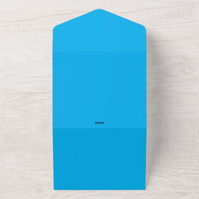 Solid Cyan Blue Background  All In One Invitation (Outside)
