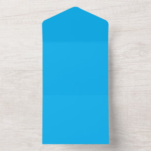 Solid Cyan Blue Background Summer Minimal Style All In One Invitation