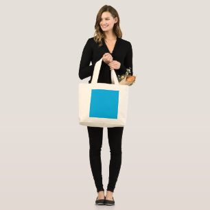 Solid Cyan Blue Background   Summer Minimal Style Large Tote Bag