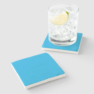 Solid Cyan Blue Background   Summer Minimal Style Stone Coaster