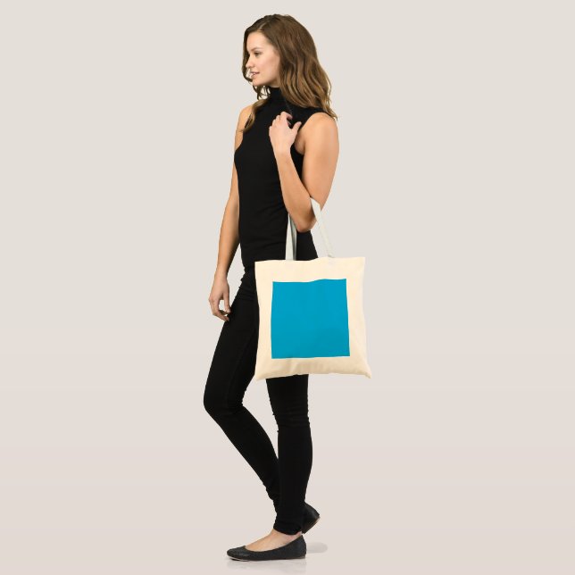Solid Cyan Blue Background | Summer Minimal Style Tote Bag (Front (Model))