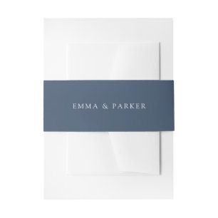 Solid Dark Blue   Personalised Wedding Invitation Belly Band