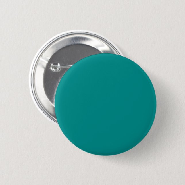 Solid dark cyan teal 6 cm round badge (Front & Back)