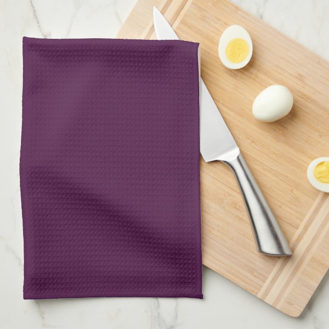 Solid dark plum purple tea towel (Quarter Fold)