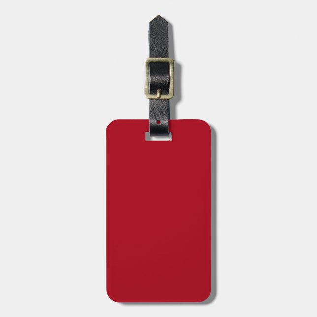 Solid Dark Red with White Text Luggage Tag (Front Vertical)