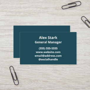 Solid Dark Teal Business Cards