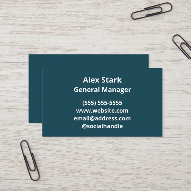 Solid Dark Teal Business Cards (Front/Back In Situ)