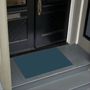 Solid deep aqua teal blue doormat
