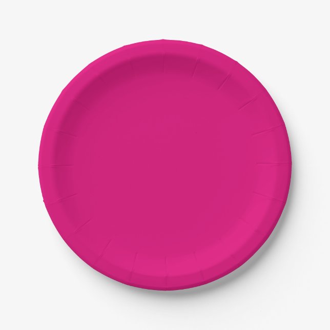 Solid deep pink paper plate (Front)