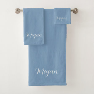 Solid Dusky Blue Bath Towel Set