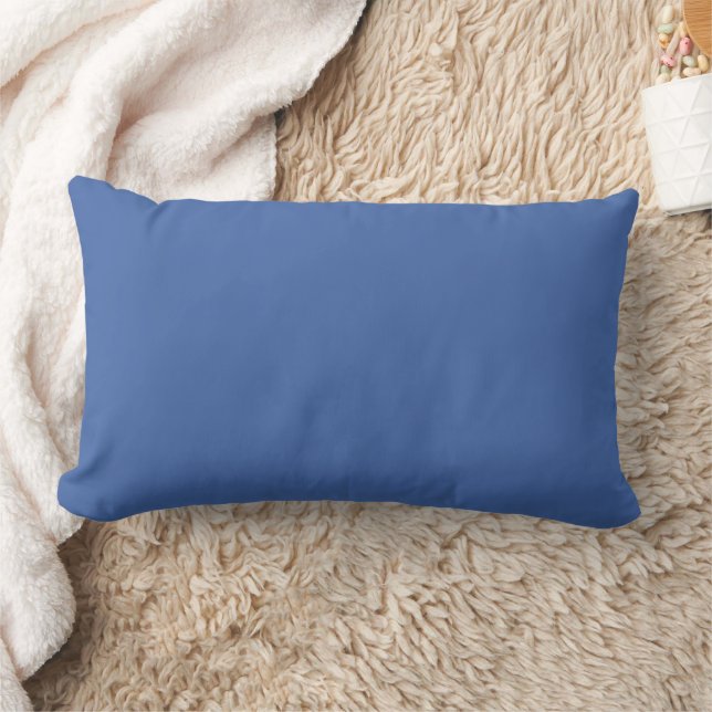 Solid Dusty Cornflower Blue Minimalist Lumbar Cushion (Blanket)