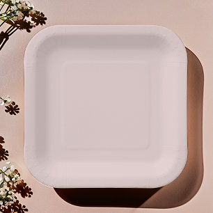 Solid Dusty Pink Light Elegant Minimalist Wedding Paper Plate