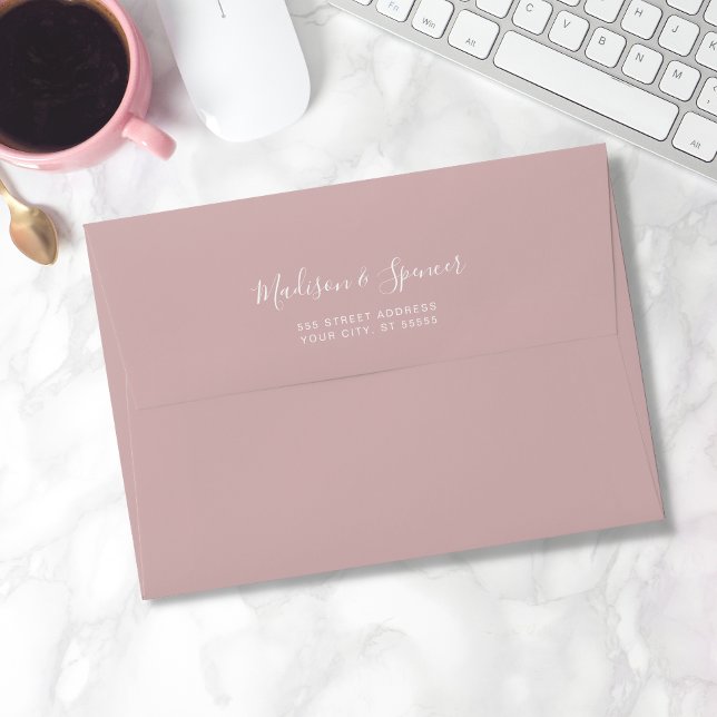 Solid Dusty Rose Mauve Pink Wedding 5x7 Envelope (Creator Uploaded)