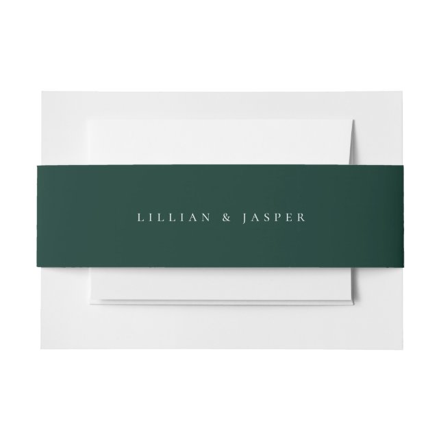 Solid Emerald Green Wedding Invitation Belly Band (Front Example)