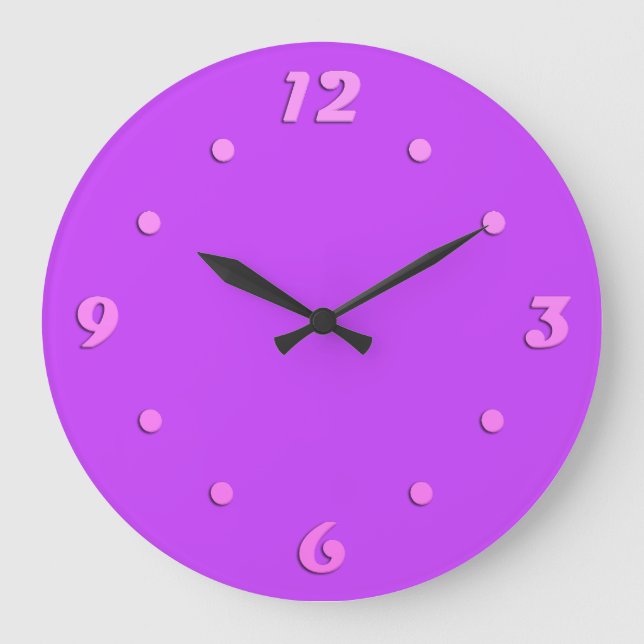 solid fluorescent bright neon purple   large clock (Front)