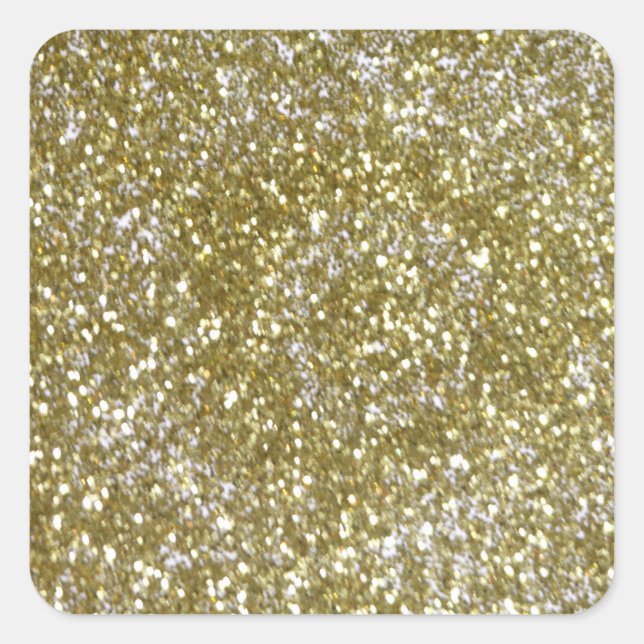 Solid Gold Glitter Square Sticker (Front)