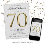 Solid Gold Text Grey Simple Classy 70th Birthday Invitation<br><div class="desc">Solid Gold Text Grey Simple Classy 70th Birthday Invitation. Simple yet classy birthday invitation with the birth year milestone in solid gold text effect! This is an editable template and could be used for both male and female. A version with photo is also available in this design collection. Contact me...</div>