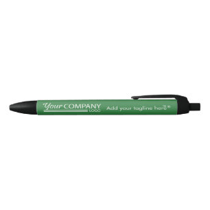 Solid Green, White Logo Promotional Branded Ink Blue Ink Pen