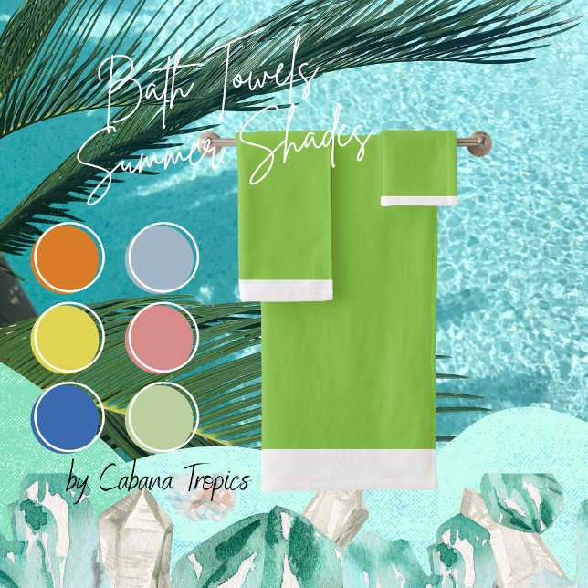 Solid Green & White Trim Bath Towel Set (Creator Uploaded)