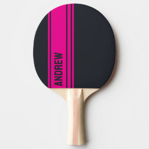 Solid Grey and Pink Customisable Ping Pong Paddle