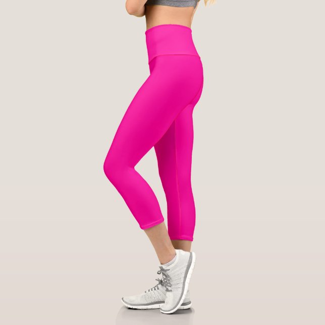 Solid Hot Pink Capri Leggings (Left)