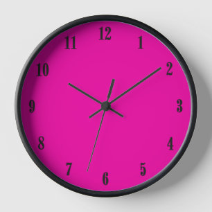 Solid Hot Pink with Black Fonts  Clock