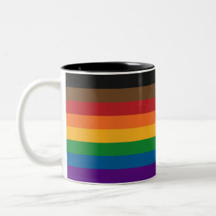 Solid Inclusive Rainbow Pride Flag Two-Tone Coffee Mug