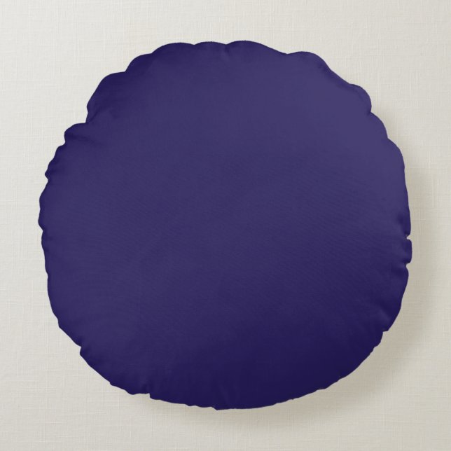 Solid Indigo Blue Elegant Modern Minimalist Simple Round Cushion (Front)