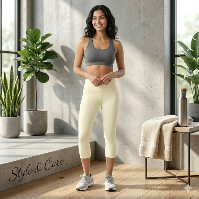 Solid Ivory Colour Capri Leggings (Solid Ivory Color Capri Leggings)