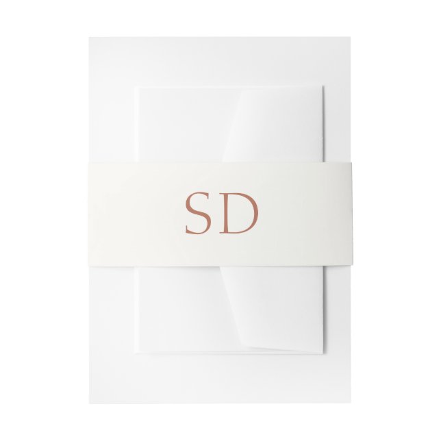 Solid Ivory Couple Initials and Date Wedding Invitation Belly Band (Front Example)