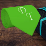 solid Kelly  green  - your monograms neck tie<br><div class="desc">Solid colour necktie in Kelly green (4CBB17) . You can personalise it now  with  your own monograms   . Design by Alma Wad . PRINTED BOTH SIDES .</div>