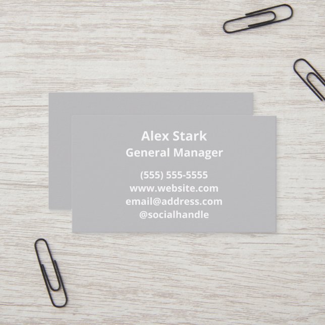 Solid Light Grey Business Cards (Front/Back In Situ)