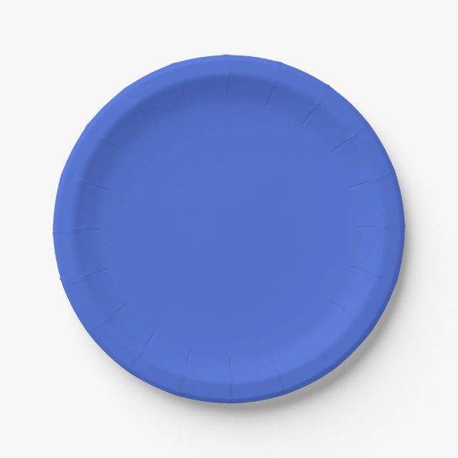 Solid light royal blue paper plate (Front)