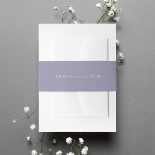 Solid Light Violet Purple Personalised Wedding Invitation Belly Band