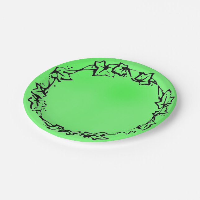 Solid Limeade Green Wreath Paper Plate (Angled)