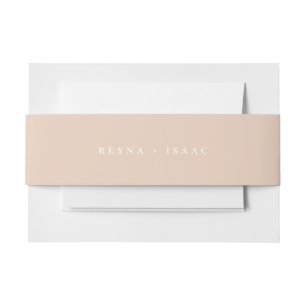 Solid Linen Pink Wedding Invitation Belly Band