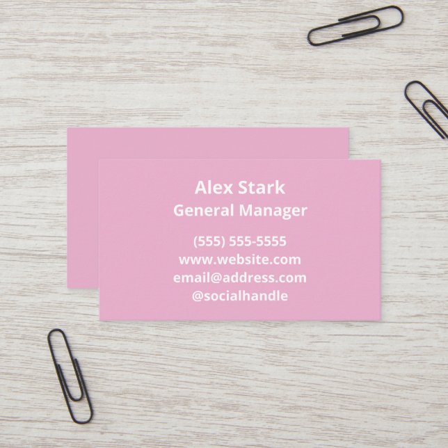 Solid Lotus Pink Business Cards (Front/Back In Situ)