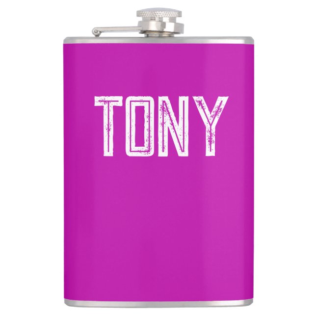 Solid Magenta Custom Name Monogram Hip Flask (Front)