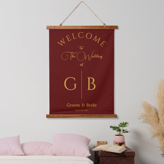 Solid Maroon Wedding Reception Entrance Hanging Tapestry (Bedroom)