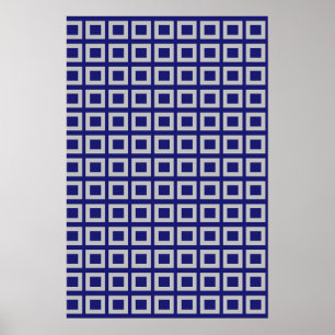 Solid Midnight Blue Square Shapes Poster